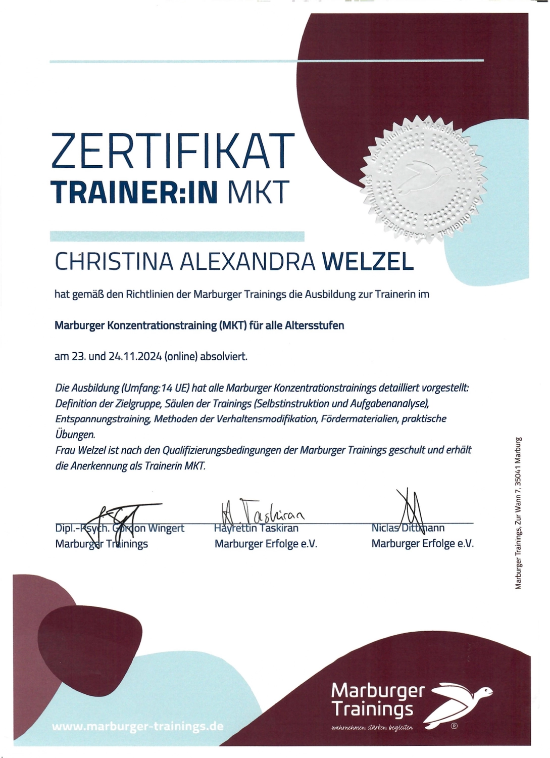 Spatzenlernen - Lerntherapie Prävention. Lernförderung - Zertifikate