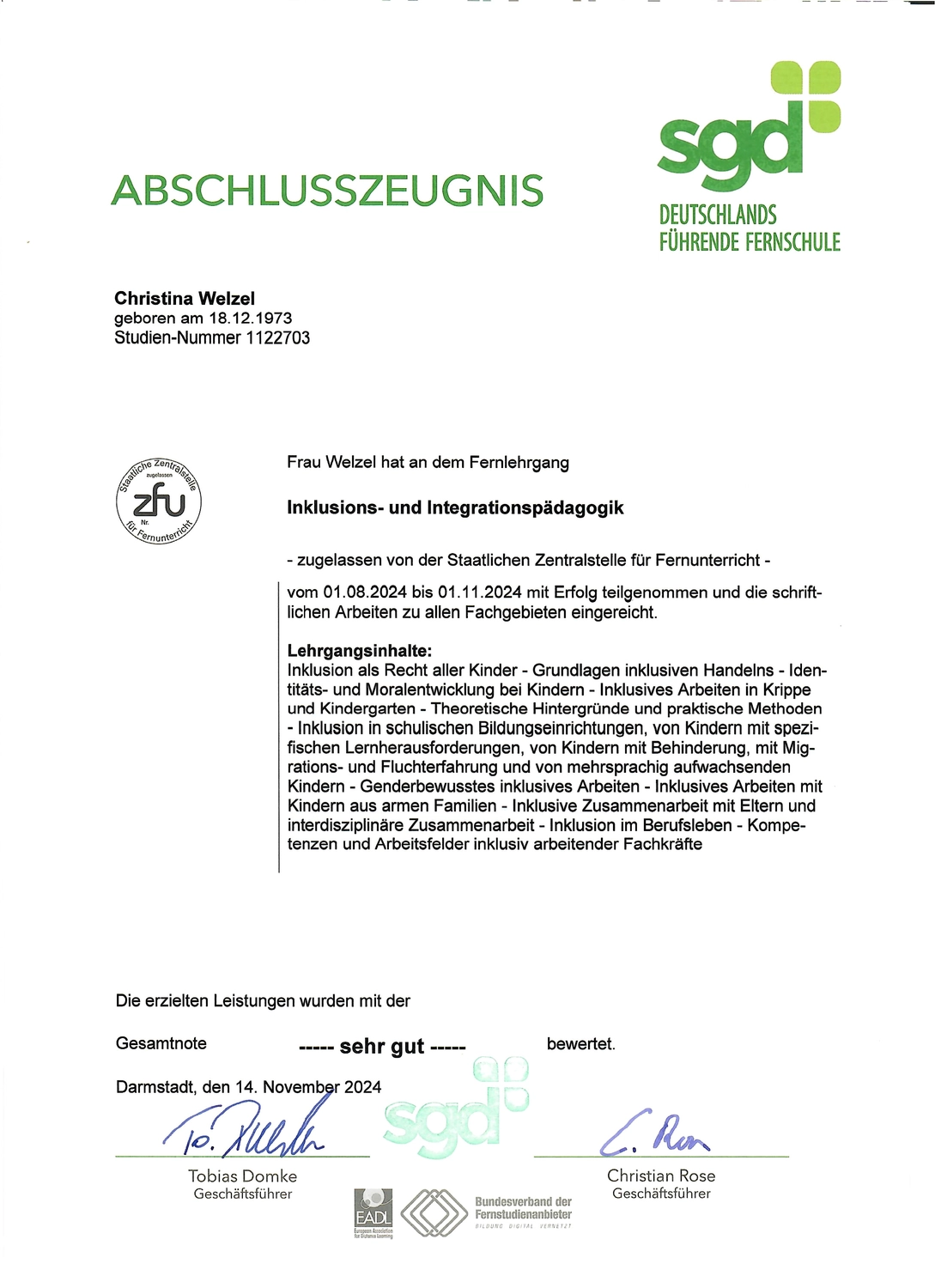 Spatzenlernen - Lerntherapie Prävention. Lernförderung - Zertifikate